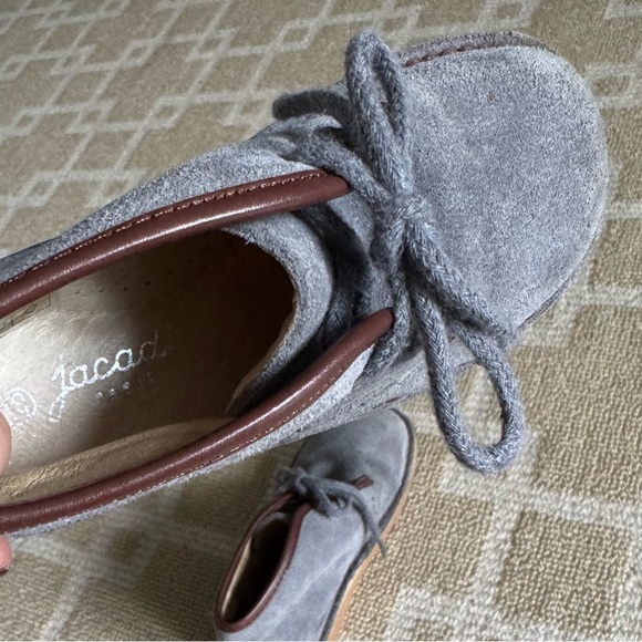 Jacadi Paris Gray Suede Desert Boots Toddler Chukka Shoes with Brown Trim EU 28 - Picture 6 of 10